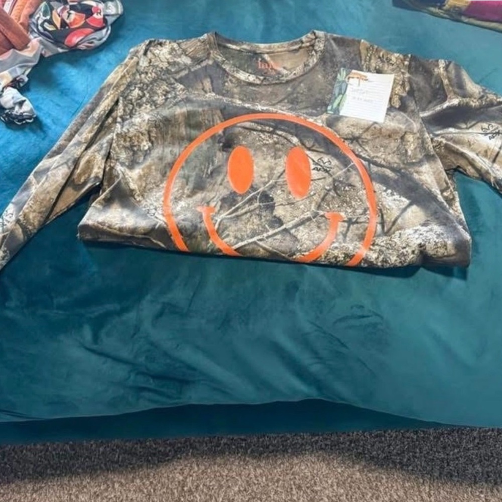 Dressed in LaLa Camouflage Smiley Face Tee S/M